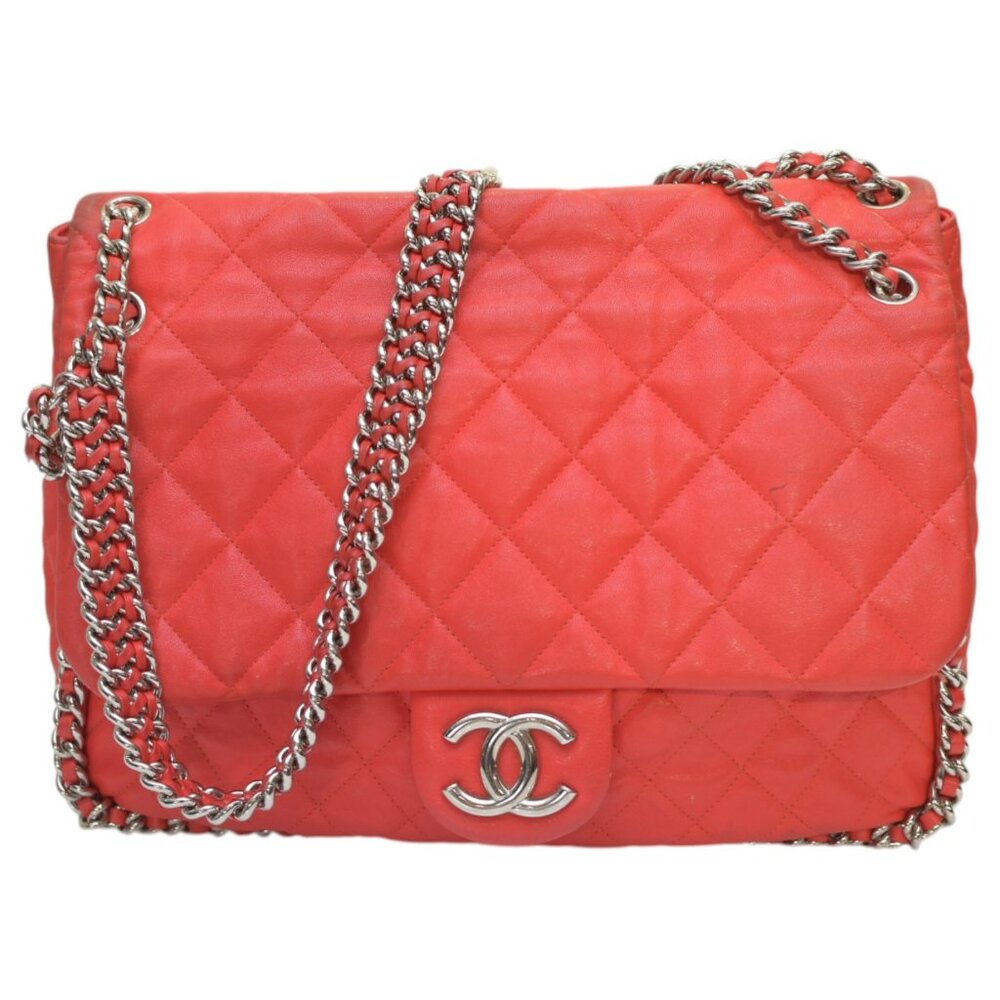 Chanel Red Calf Leather Chain Around Maxi Flap Bag  If you want to feel like a s